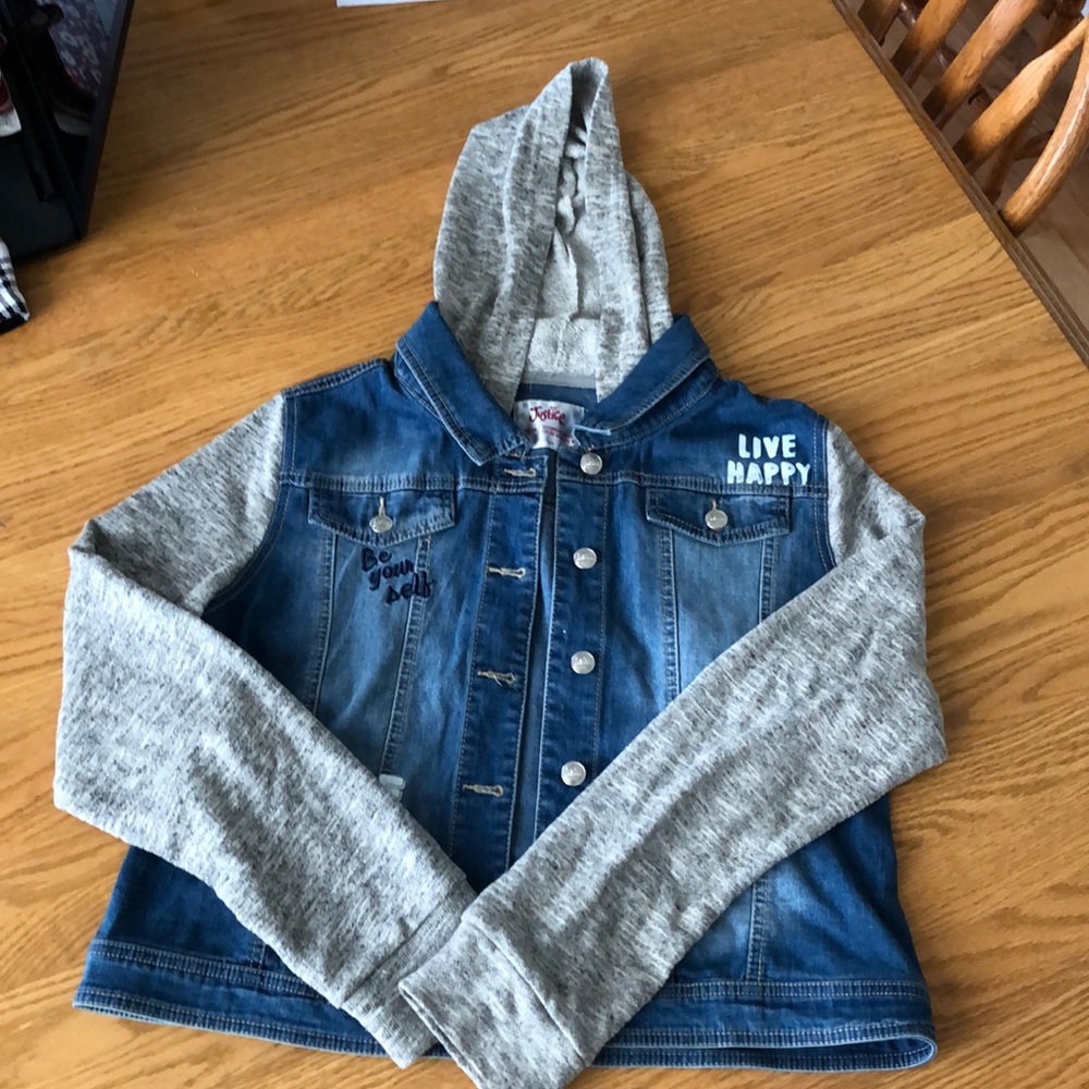 Justice Brand. Girls Jean jacket with hood.